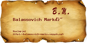 Balassovich Markó névjegykártya